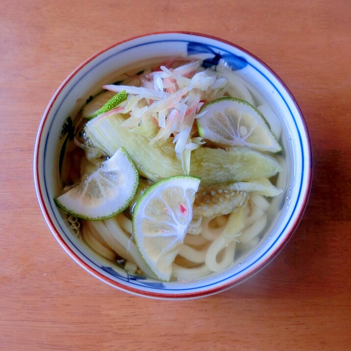 焼きなすとすだちの冷やしうどん